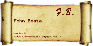Fohn Beáta névjegykártya
